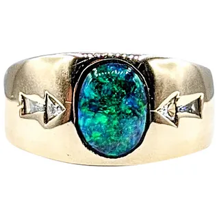 Colorful & Bold Opal & Diamond Men's Ring