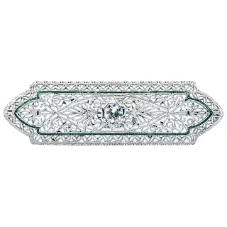 Beautifully Detailed Art Deco Diamond Brooch / Pin