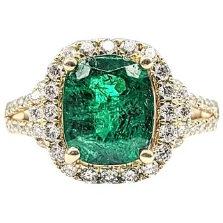 Verdant Green Emerald & Diamond Cocktail Ring