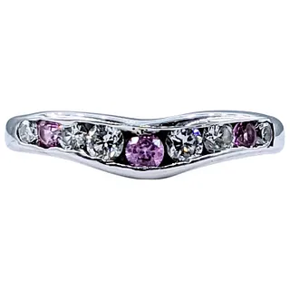 Lovely Diamond & Pink Sapphire Contour Ring