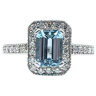 Striking Aquamarine & Diamond Dress Ring