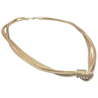 Sophisticated 14K Gold Mesh Multi-Strand Necklace