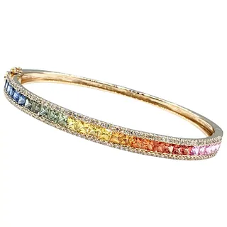 Fabulous Multicolor Sapphire & Diamond Bangle Bracelet