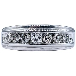 Classic Diamond & Solid White Gold Band