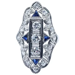 Outstanding Art Deco Diamond & Platinum Navette Ring