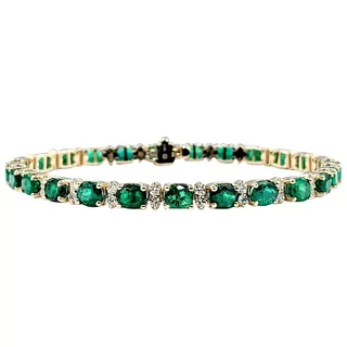 Beautiful Emerald & Diamond Tennis Bracelet