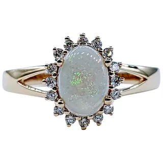 Colorful Opal and White Diamond Cocktail Ring