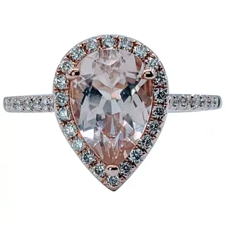 Charming Pear-Cut Morganite and Diamond Ring