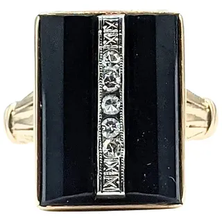 Art Deco Onyx & Diamond Cocktail Ring