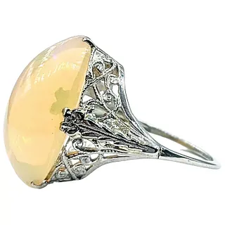 Art Deco Filigree & Ethiopian Opal Cocktail Ring