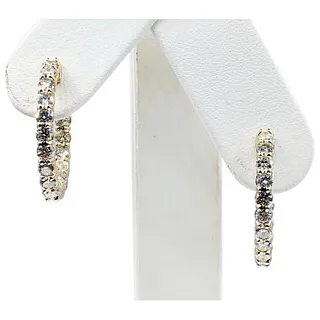Diamond & 14K Gold "Inside/Outside" Hoop Earrings - Large