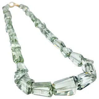Stunning Green Amethyst Necklace with 14K Gold Clasp