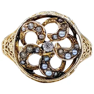 Antique Diamond and Seed Pearl Cocktail Ring