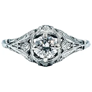 Romantic Art Deco Diamond Engagement Ring