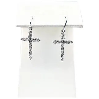 Brilliant Diamond & White Gold Cross Earrings