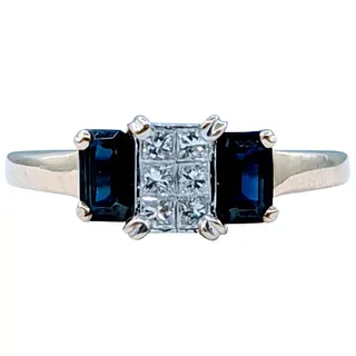 Invisibly Set Diamond & Sapphire Dress Ring