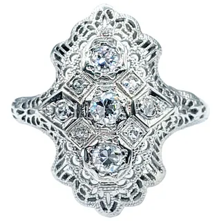 Stunning Art Deco Diamond Navette Ring