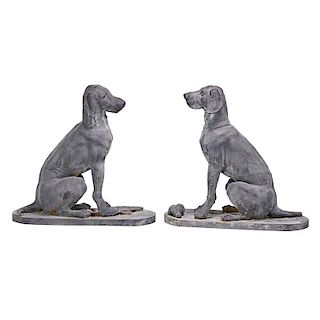 PAIR OF GALVANIZED METAL HOUNDS