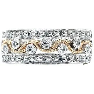 Elegant Diamond & Two Tone Gold Fashion Ring