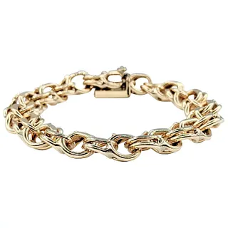 Beautiful 14K Gold Double Ring Charm Bracelet