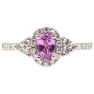 Intense Pink Sapphire, Diamond & Rose Gold Ring