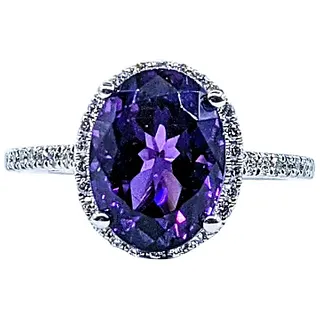 Intense Purple Amethyst & Diamond Cocktail Ring