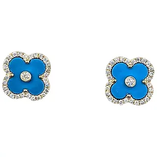 Stylish Turquoise & Diamond Stud Earrings