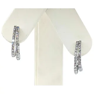 Elegant Diamond & White Gold Double Hoop Earrings
