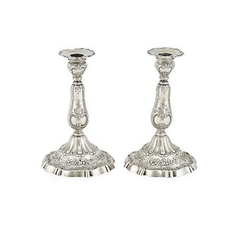 PAIR OF BRAND-HIER STERLING SILVER CANDLESTICKS