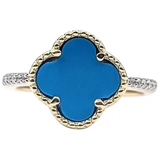 Colorful Turquoise & Diamond Fashion Ring