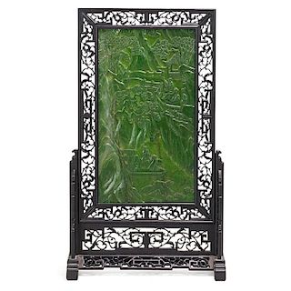 CHINESE CARVED JADEITE TABLE SCREEN