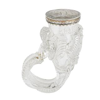 SCOTTISH GLASS AND STERLING SILVER SNUFF JAR