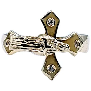 Gold, CZ & Enamel Virgin Mary Ring