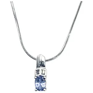 Contemporary Tanzanite & Diamond Pendant Necklace
