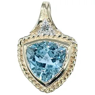 Bright Blue Topaz & Diamond Pendant