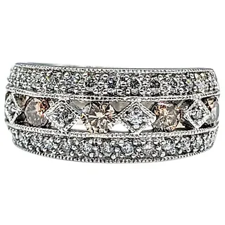 Elegant White & Champagne Diamond Ring