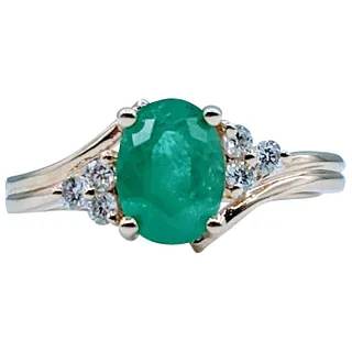 1.08ct Oval Emerald & Diamond Ring