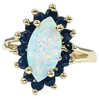 Mid Century Opal & Sapphire Cocktail Ring
