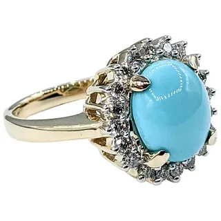 Gorgeous Turquoise & Diamond Cocktail Ring