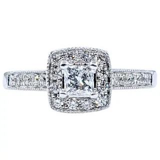 Vintage Princess Cut Diamond Halo Ring