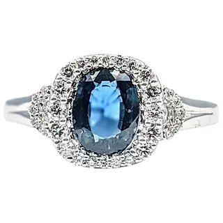 Lovely Sapphire & Diamond Dress Ring