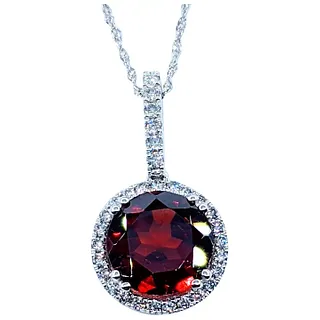 Sophisticated Garnet and White Diamond Pendant Necklace