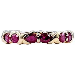 Deep Red Ruby & 14K Gold Eternity Ring