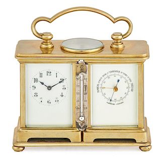 FRENCH CARRIAGE CLOCK BAROMETER/THERMOMETER SET