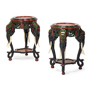 PAIR OF AESTHETIC STYLE PAINTED PEDESTALS