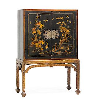 ENGLISH JAPANNED CABINET ON STAND