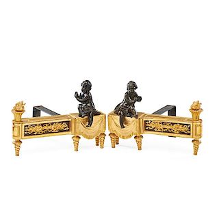 PAIR OF FRENCH GILT BRONZE CHENETS