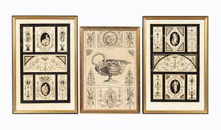 3 PCS, CONTINENTAL NEOCLASSICAL ENGRAVINGS FRAMED