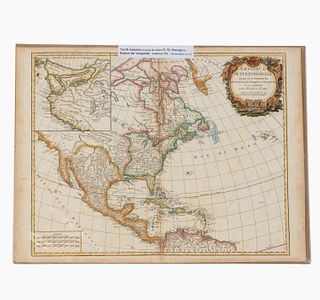 MAP OF NORTH AMERICA, ROBERT DE VAUGONDY 1783
