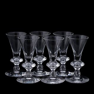 SET OF 6 STEUBEN GLASS CORDIALS, PATTERN 7737